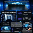 thumbnail image 3 of Auusda 16" Business Laptop, Win11 Pro Laptop Computer, Ryzen 7430U, 16GB RAM 512GB SSD, Backlight, Fingerprint, Gray, 3 of 11