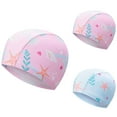 thumbnail image 4 of Odeerbi 3-10 Years Toddler Boys Girls Beach Swim Cap Hawaiian Floral Swimming Hat Children's Quick Drying Swimming Cap Comfortable Cloth Cap Summer Swimming Elastic Cap, 4 of 4