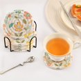 thumbnail image 3 of Yayeee 6 PCS Drink Coasters with Holder Set Woven Absorbent Round Tabletop Hot Pad, Orange Retro Flower, 3 of 7