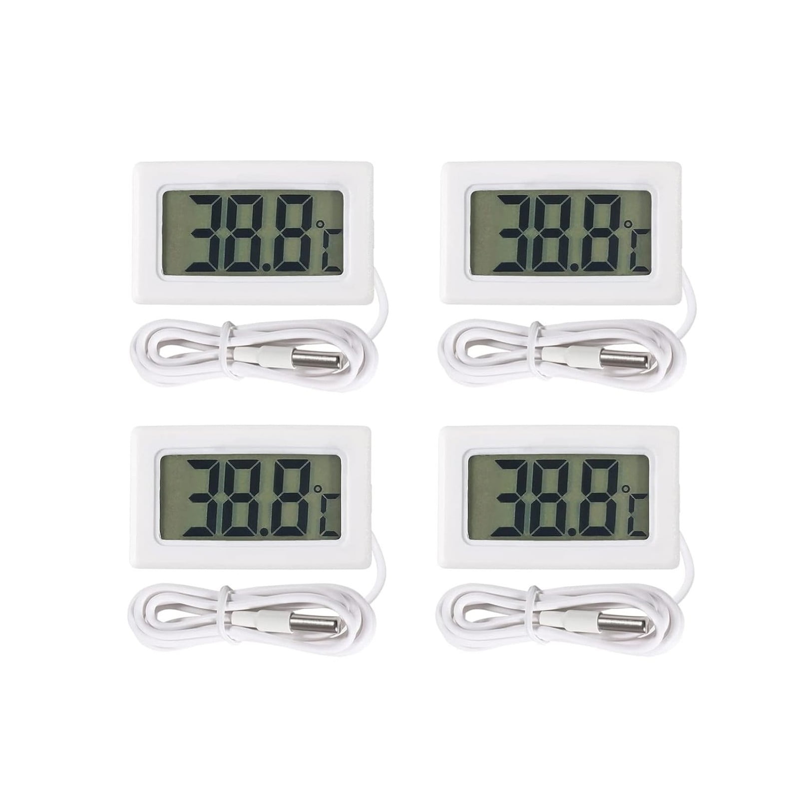 4pcs White Digital LCD Thermometer Temperature Monitor with 1M External Probe