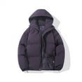 thumbnail image 3 of Yigetop Zip Up Jackets for Women Women's Solid Color Hooded Winter Couple Korean Version of Loose Warm Padded Casual Bread Padded Jacket Lightweight Jacket Women Purple 3XL, 3 of 5