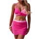 thumbnail image 2 of Trajes de baño Amzcrzy Tankini para mujer, trajes de baño, trajes de baño, bikini con control de abdomen, traje de baño dividido para mujer con top con tirantes ajustables y falda de gasa rosa, L, 2 of 8