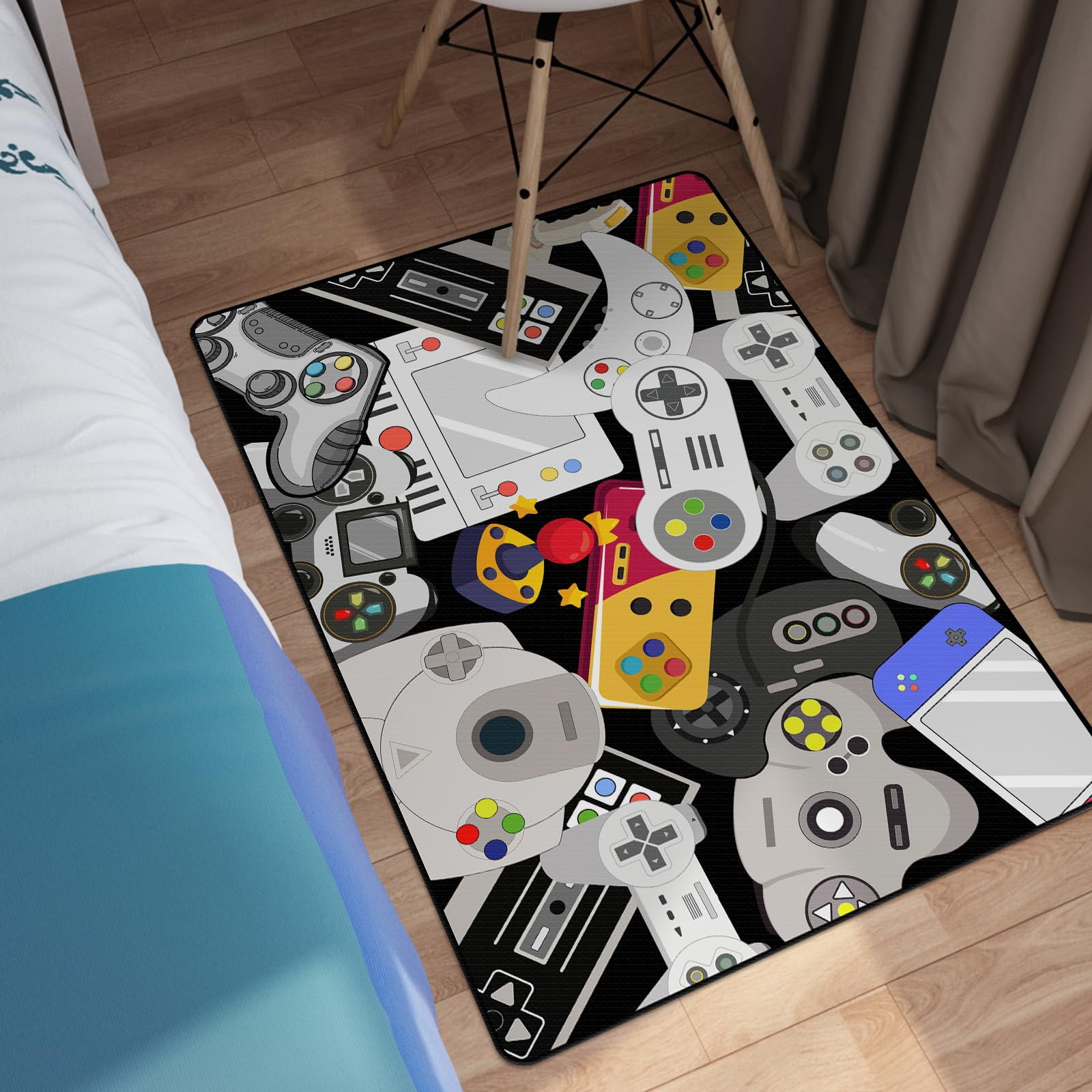 Game Rug Teen Boys Carpet with Game Controller Decoration, 3D Gaming Rugs for Boys Bedroom Living Room Playroom, Non-Slip Gamer Carpet Children Gaming Area Rugs (60" x 40")