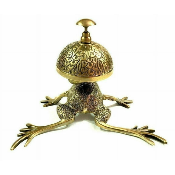 Antique Brass Frog Bell Hotel Counter Reception Desk Bell Decor Nautical Gift