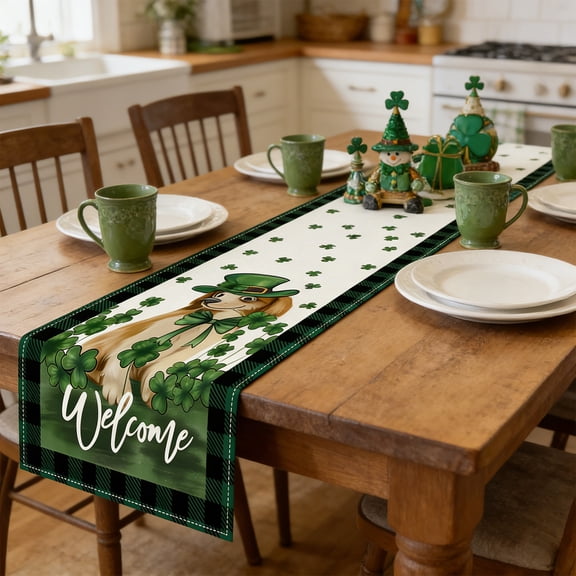 Tupukom Clearance St Patrick Table Runner Seasonal Spring Holiday Kitchen Dining Table Decoration for Indoor Outdoor Home Party Decor