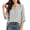 Gray, variant on Womens Tops Solid Color Mandarin Collar Half Placket Blouse 3/4 Sleeve Loose Fit Casual Shirts S-2XL