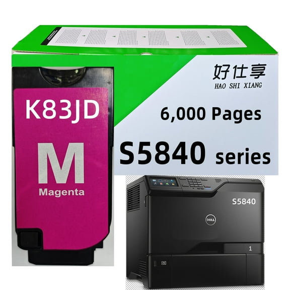 S5840 Toner Cartridge Compatible for Dell JDCTN R59F2 K83JD KT71F 593-BBXX 593-BBXU 593-BBXV 593-BBXW for S5840 S5840DN S5840CDN Printers 1Pack (K83JD Magenta Toner)