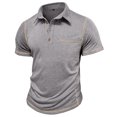 thumbnail image 4 of ZCFZJW Mens Casual Atheltic Workout Shirts Classic Short Sleeve Quater Button up Henley Shirts Fashion Cotton Tops with Pockets Gray L, 4 of 5