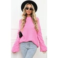 thumbnail image 2 of Womens Sweaters Pullover Oversized Deep V Neck Off Shoulder Tops Long Sleeves Loose Knit Sweater, 2 of 6