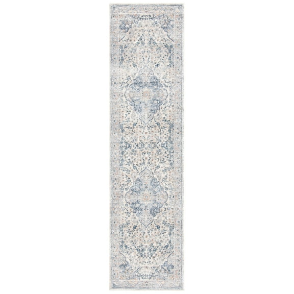 SAFAVIEH Martha Stewart Jane Floral Bordered Runner Rug, Cream/Blue, 2'2" x 8'