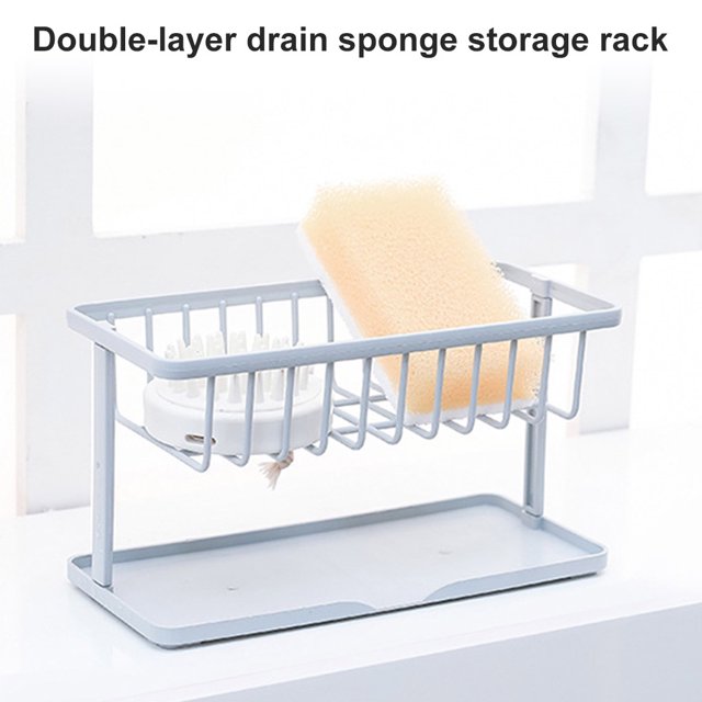 2 Layer Sponge Sink Holder Bath Ball Drain Rack Kitchen Bathroom Storage Shelf Strainer Organizer