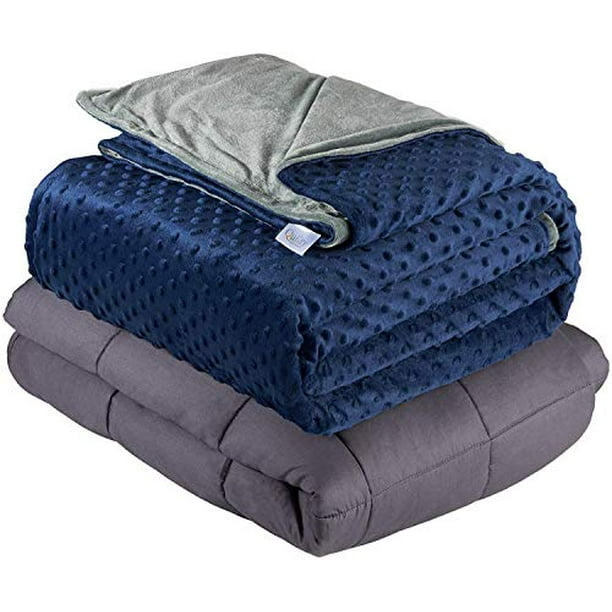 Quility Kids & Adults Weighted Blanket, 60"x80", 12 lbs, Navy Blue
