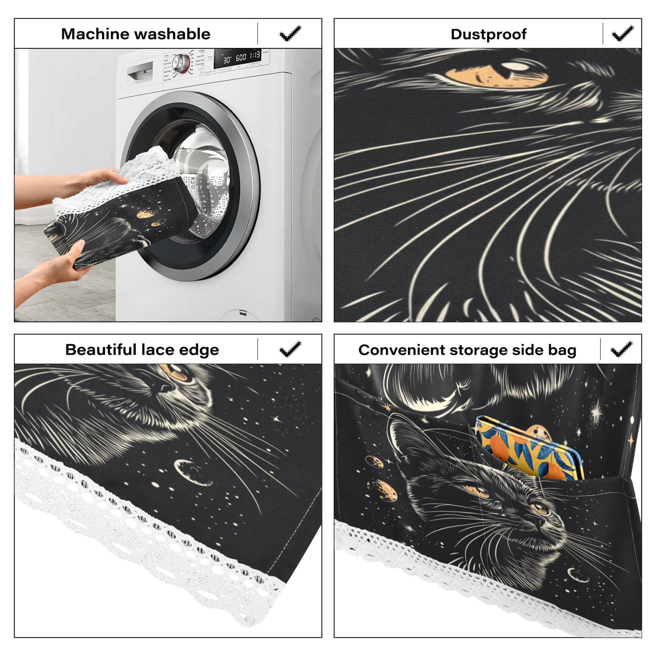 WOBOGO Cat in Space Pattern Washing Machine Cloth Dryer Refrigerator Top Cover Protective Non-Slip Mat For Kitchen Laundry
