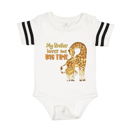 

Inktastic My Brother Loves Me Big Time Cute Giraffe Family Gift Baby Boy or Baby Girl Bodysuit
