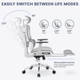 thumbnail image 4 of Yiwa High Back Mesh Desk Chair, Ergonomic Design with 3D Adjustable Armrests, Swivel Base, and Extendable Footrest, 4 of 7