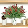 thumbnail image 3 of 3 Pack Christmas Artificial Pine Branches with Red Berry Stems- Faux Evergreen Norfolk Pine Cypress Leaves Stems- Fake Foliage Pine Needles Picks for DIY Craft Garland Home Decor, 3 of 6