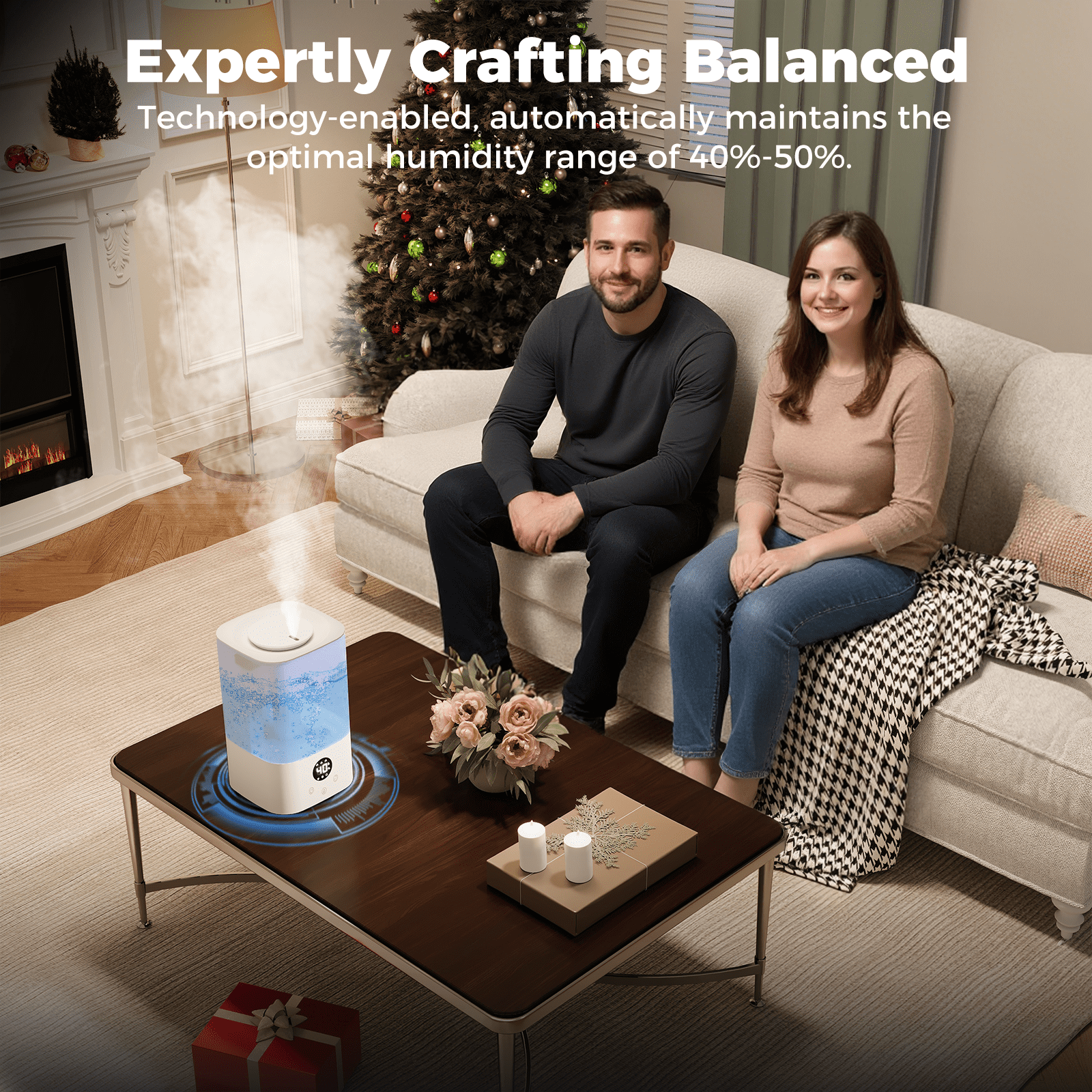 Humidifiers for Bedroom Home, 3.2L Cool Mist Humidifier with LED Display, 26dB Quiet Supersized Cool Mist Air Humidifier, Top-Fill 30H Super Long Time, Automatic Power-off No Water