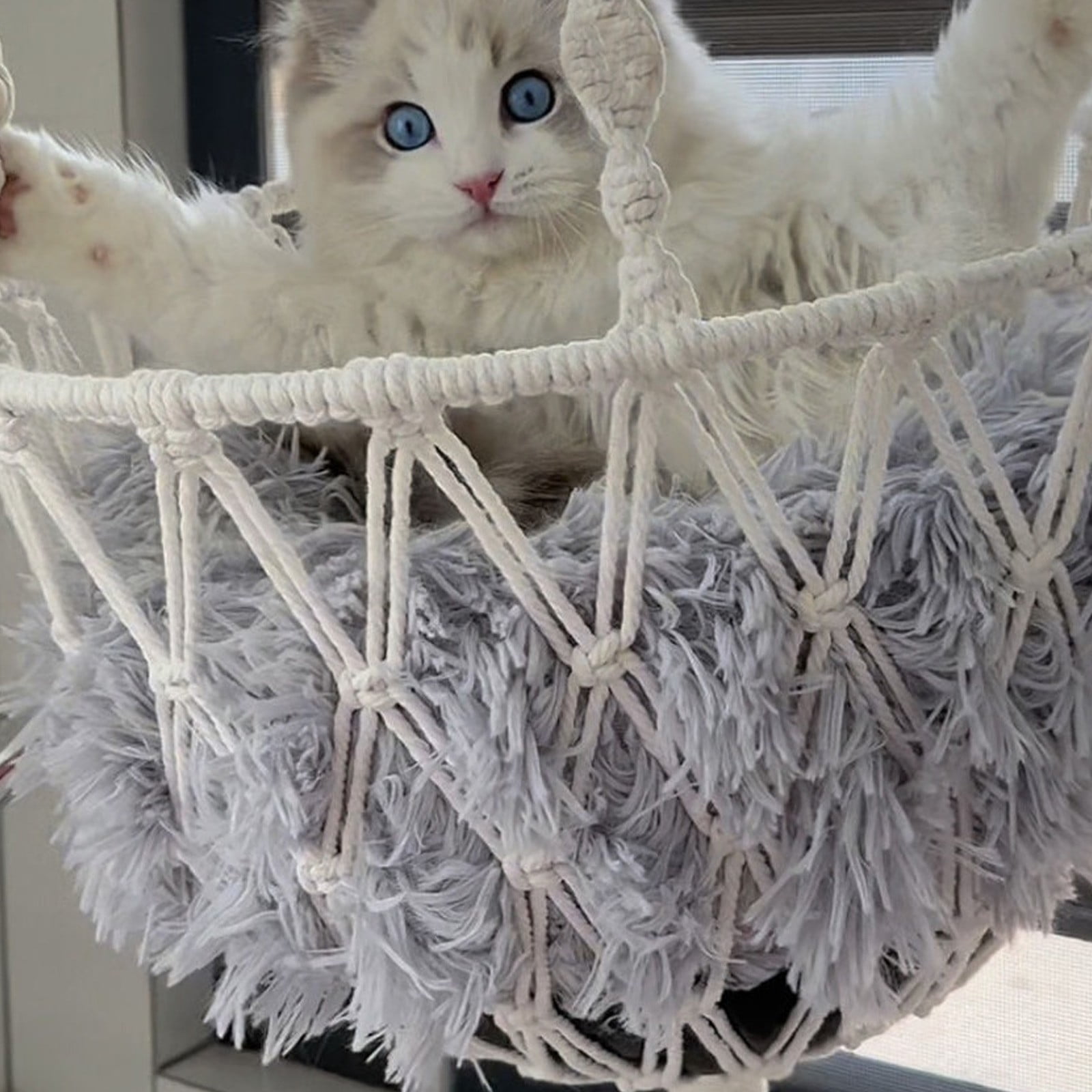 Dvumao Cat Hamocks for Indoor Cats – Hanging Cat Hammock with Happy Swing Motion, 11 lbs Capacity (Does Not Include the Pad)