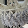 thumbnail image 5 of Cat Hammock Window Perch under $5! Yrmaups Cat Hammock, Window Mounted Cat Bed, Hanging Cat Basket, Cat Perch for Large Cats, Space Saving, Washable, Sturdy Cotton Rope, Indoor Outdoor Use, 5 of 8
