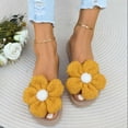 thumbnail image 6 of Xfvqtps New Ladys Slippers Plush Flowers Straw Sole Flat Bottomed Open Toe Comfortable Non-Slip Vacation Beach Summer EVA Slippers Yellow, 6 of 9