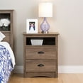 thumbnail image 6 of Prepac's Fremont 2 Drawer Nightstand: Elegant Bedroom Furniture, Bedside Table with Open Shelf, 23.25"W x 16"D x 28"H, Drifted Gray - DDC-2428, 6 of 9