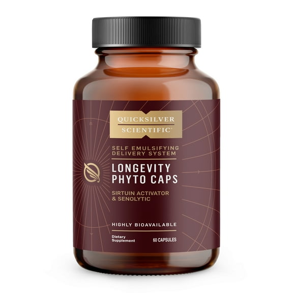 Quicksilver Scientific Longevity Phyto Caps - Resveratrol   Quercetin Anti Aging Supplement - Immune Support Supplement with Turmeric Curcumin Complex - Support for NAD  Actions (60 Capsules)