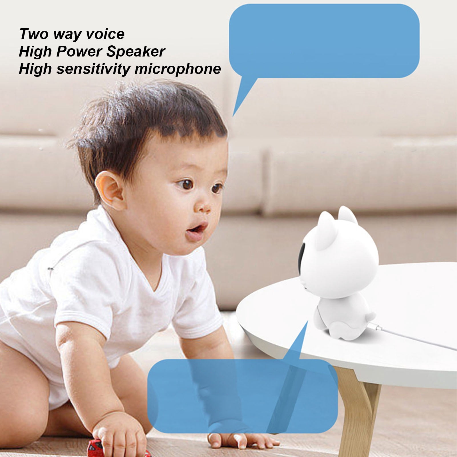 YAHHU Wireless Security Camera V380PRO Two Way Voice Robot Pet Shape Indoor Monitoring Video Baby Monitor Wi-Fi Connected Phone App Control 5.12 inches / 13.00 cm Compact Size Smart Home Device