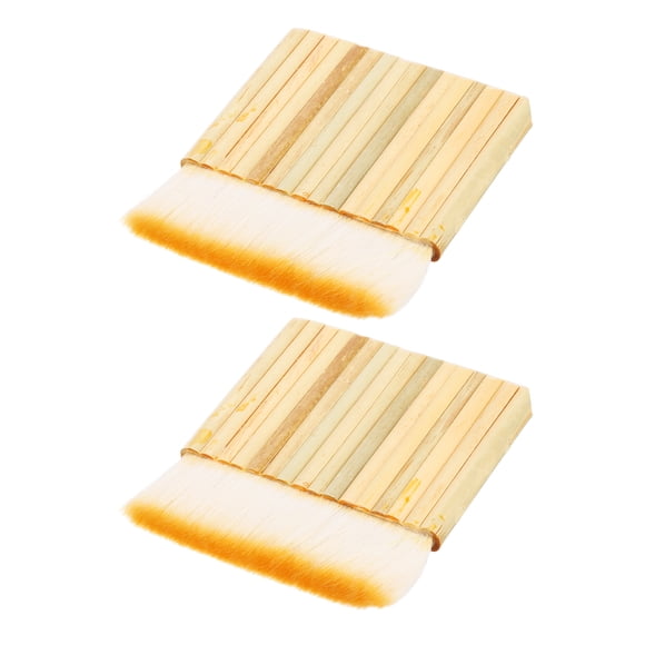 Uxcell 2Pcs Pincel Hake, 16 Filas Mezclador de Pelo de Oveja Mango de Bambú para Pintura, Lavado, Limpieza de Polvo