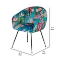 thumbnail image 5 of Curved Floral Pattern Fabric Dining Chair with Metal Legs, Blue, 5 of 5