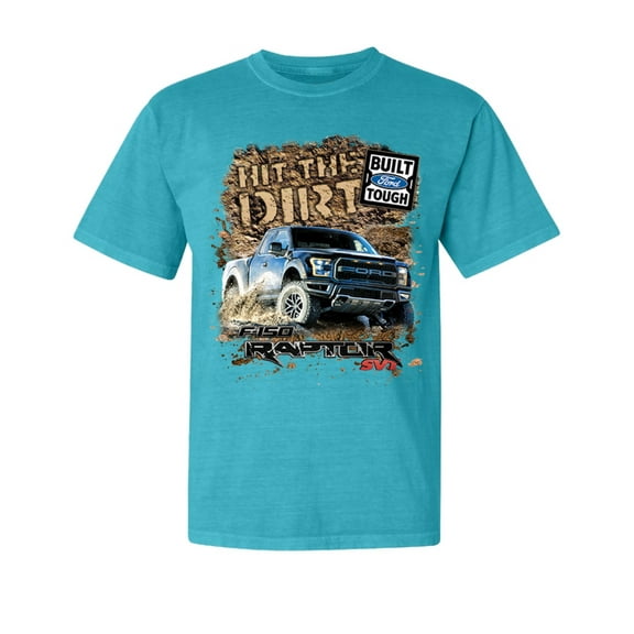 Wild Bobby, Ford F-150 Raptor Built Touch Offroading Hit The Dirt, Cars and Trucks, Garment-Dyed Washed Look Short Sleeve Tees, Blue Lagoon, Small
