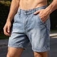 thumbnail image 4 of Men's Jorts Baggy Jean Shorts Mid Waist Vintage Washed Summer Denim Shorts 5 inch Blue, 4 of 6