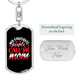 thumbnail image 2 of Call Me Mom White Red  Stainless Steel or 18k Gold Premium Swivel Dog Tag Keychain, 2 of 17