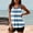 Blue, variant on CALAFEBILA Junior Swimsuits Modest Two Piece Tankini Pleated Striped Print Bathing Suits