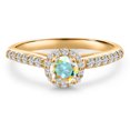 thumbnail image 3 of Gem Stone King 10K Yellow Gold Mercury Mist Mystic Topaz and Lab Grown Diamond Engagement Ring for Women | 0.84 Cttw | Round 5MM | Gemstone November Birthstone | Size 9, 3 of 6