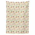 thumbnail image 2 of Tea Party Tablecloth, Kitchen Bakery Theme with Jam Teapot Coffee Mugs Flowers Leaves Illustration, Rectangle Satin Table Cover Accent for Dining Room and Kitchen, 52" X 70", Multicolor, by Ambesonne, 2 of 2