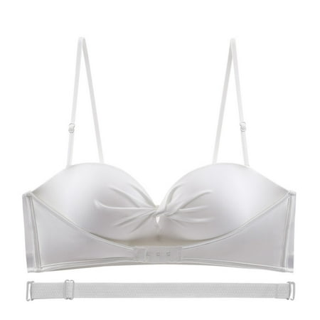 

Darzheoy Front Buckle Thin Bra Non-slip Upper Support Big Chest Show Small Invisible Bra Wedding Party Special Glossy Underwear Bras for Women High Support 80A