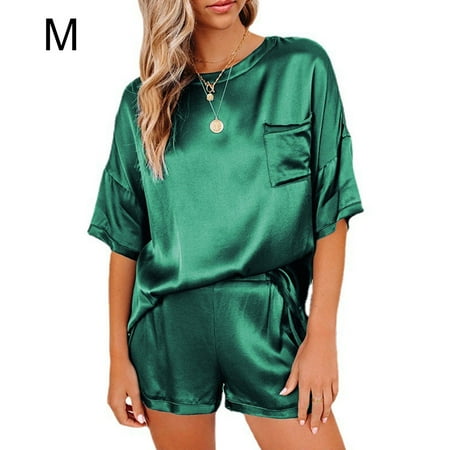 

2pcs Pajama Set Short Sleeve Woman Nightwear Sleepwear Sext Summer