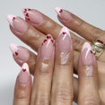 thumbnail image 1 of Punta francesa BMKKOT de Press on Nails en forma de corazón rosa con forma de corazón, 1 of 7
