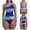 Blue, variant on Jacenvly 2024 Womens Swimwear One Piece Breathable Fashion Womens Printing Siamese Push-Up Pad Swimwear Swimsuit Beachwear Tropical New Style One-Piece Swimsuit Blue