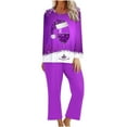 thumbnail image 1 of Pisexur Pyjamas de Noël pour Femmes Ensemble Deux Pièces Tendance Vacances Verres à Vin Rouge Imprimé Pjs Décontractés Manches Longues Col Rond Hauts Pantalons de Pyjama Vêtements de Nuit, 1 of 4