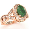 thumbnail image 2 of Three Stone Lab-Created Emerald Diamond Peekaboo Halo Engagement Ring In 14k Rose Gold, 2 of 6