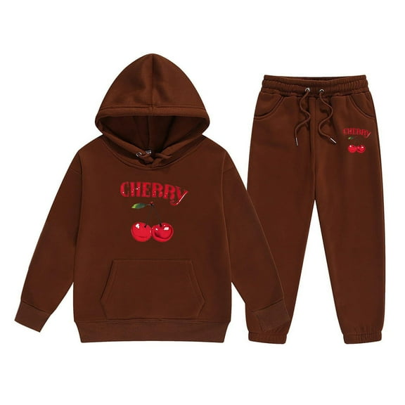 Gyexs Toddler Kids Girls Clothes Size 6-7 Years Floral Graphic School Outfit, Pullovers Tracksuit Sets (Brown, 6-7 Years)