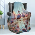 thumbnail image 3 of Ambesonne Flamingo Fleece Throw Blanket Blush Atmosphere Birds 50"x70" Pale Pink Soft Blue, 3 of 5