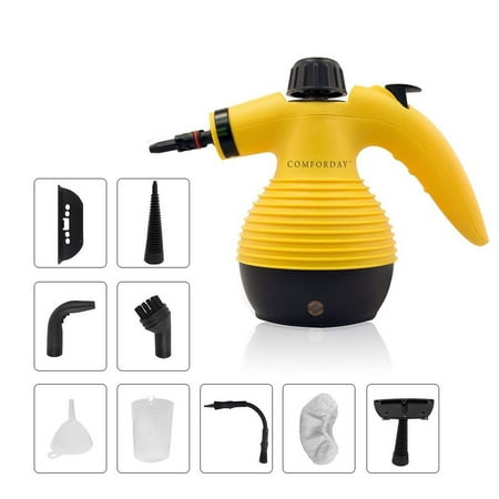 Handheld Pressurized Steam Cleaner with 9-Piece Accessories for Stain Removal, Carpets, Curtains, Car (Best Steam Window Cleaner)