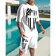 thumbnail image 3 of Traje casual de moda hawaiana para hombre, bandera del Día de la Independencia con fuegos artificiales geométricos creativos, estampado digital 3D, pantalones de playa para niños, 3 of 5