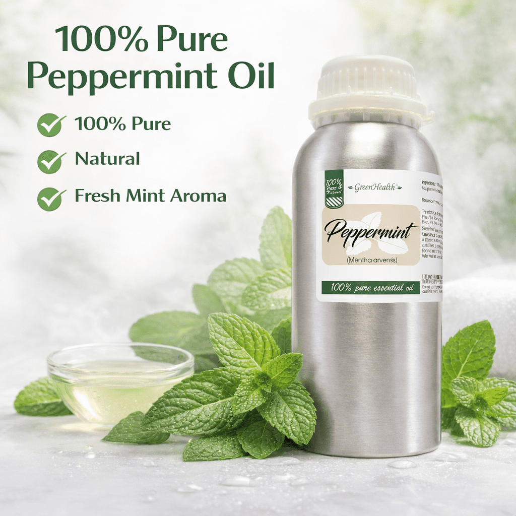 GreenHealth 16 fl oz Peppermint Essential Oil (100% Pure & Uncut), Aluminum Bottle
