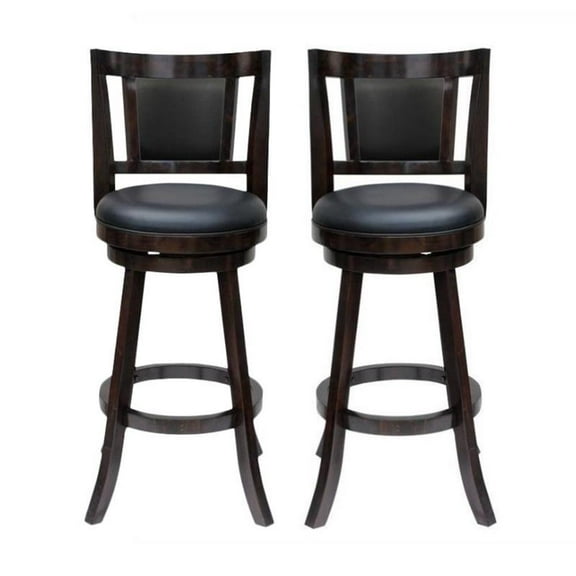 Home Square Avianna 29" Swivel Bar Stool in Cappuccino Finish - Set of 2