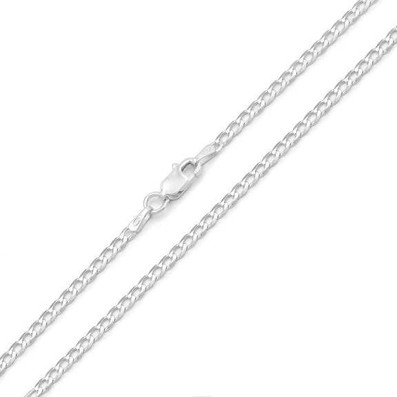 925 Italian Sterling Silver 2mm Solid Cuban Chain, FREE Microfiber Cloth, ITProLux Curb Link Mens Womens Necklace, Giorgio Bergamo
