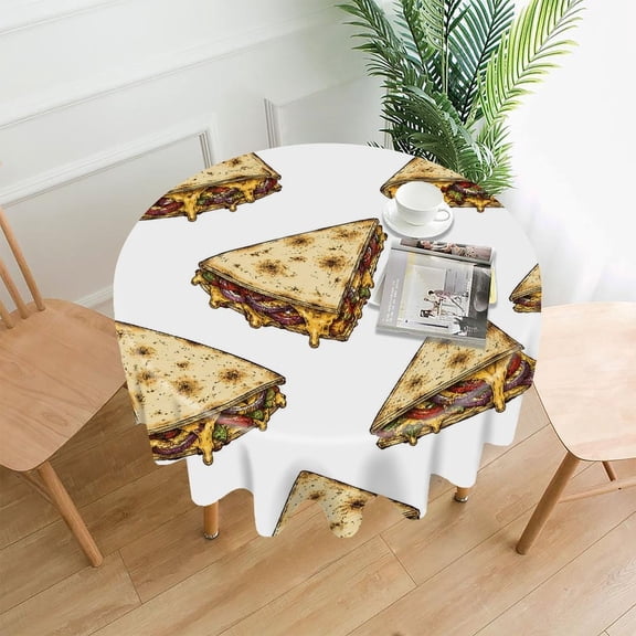 RKSupls 60 Inch Round Tablecloth, Quesadilla Slice Pattern Premium Polyester Straight Edge Wrinkle Resistant Washable Table Cover for Party Home Dining Decor
