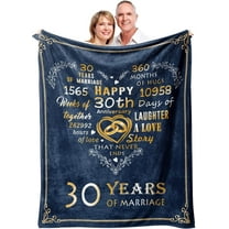 Gifts for 30th Anniversary Blanket, 30th Pearl Wedding Anniversary Couple Gifts for Dad Mom Parents Friends, 30 Years of Marriage Throw Blankets Gift for Husband Wife Her Him 50"x60"